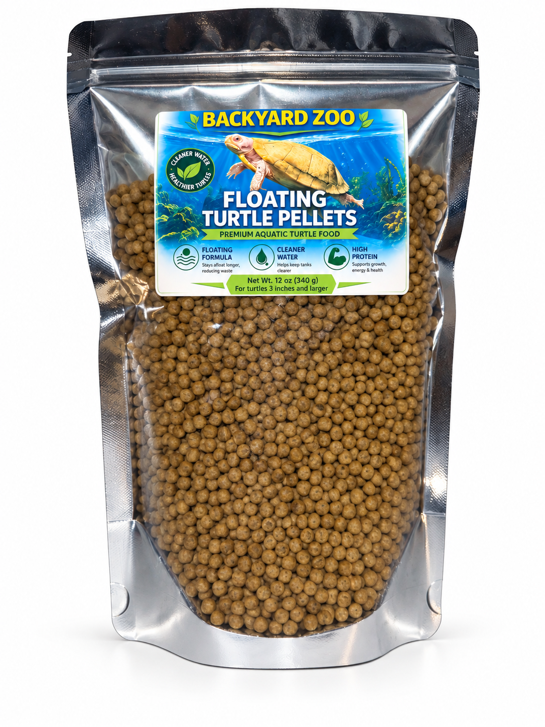 Backyard Zoo Premium Floating Turtle Pellets for Aquatic Turtles - 12 oz